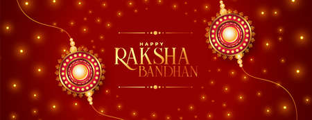 shiny raksha bandhan festival wishes banner design