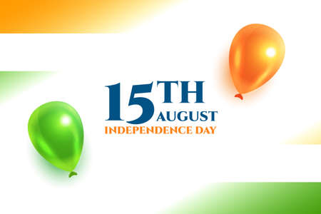 tricolor independence day banner with realistic balloons