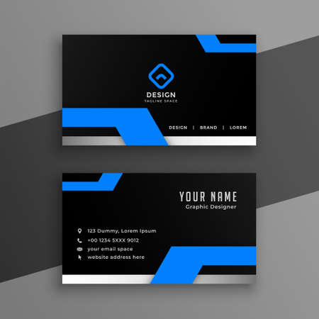 blue black geometric business card designのイラスト素材