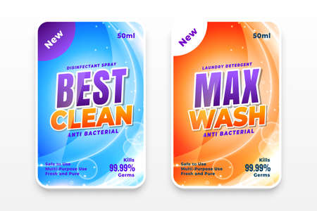 laundry detergent clean wash label stickers in two colorsのイラスト素材
