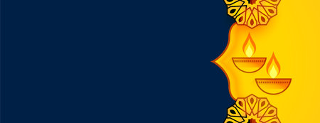 nice deepavali celebration banner with glowing diya and text spaceのイラスト素材