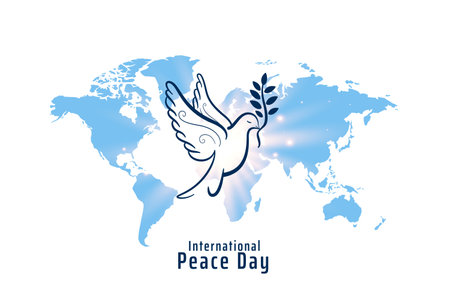 international peace day background with dove in sillhouette styleのイラスト素材