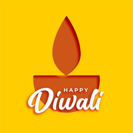 happy diwali diya or lamp design on yellow backgroundのイラスト素材