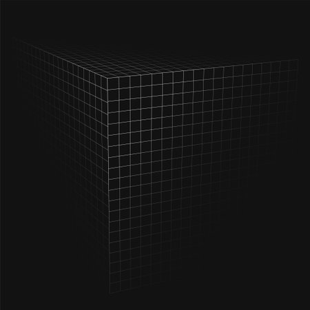 3d geometric cubic grid in technology style vector designのイラスト素材