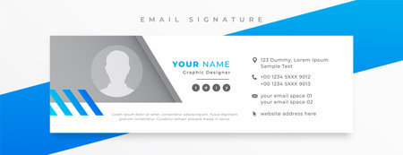 modern email signature card template with social media profile designのイラスト素材