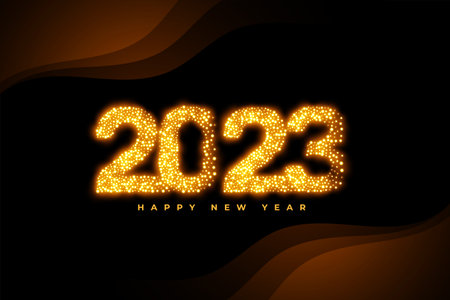 2023 lettering in golden sparkle for new year occasion vector