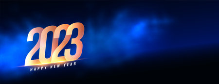 happy new year 2023 greeting banner with smoke effect vector