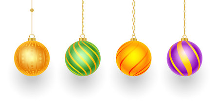 collection of realistic christmas bauble design for xmas celebrationのイラスト素材