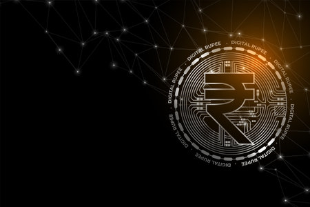 futuristic digital rupee money concept background vectorのイラスト素材