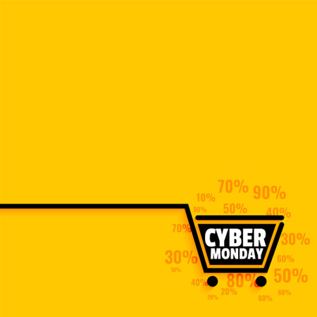 Cyber monday sale cart with discount offers backgroundのイラスト素材
