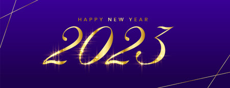 ribbon style 2023 text for new year celebration banner vector