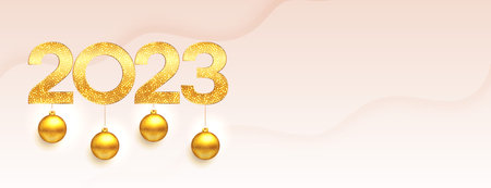 golden sparkling 2023 new year party banner vector