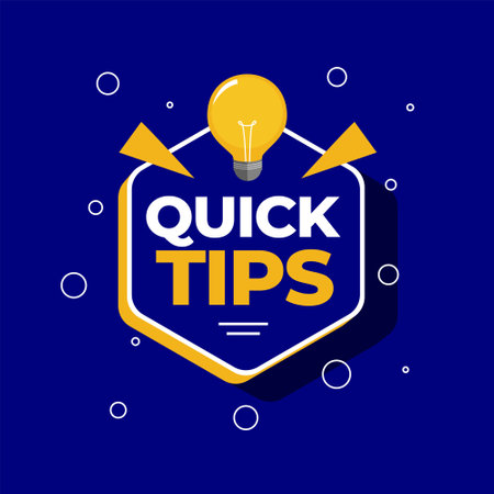 Quick tips advice with lightbulb on blue backgroundのイラスト素材
