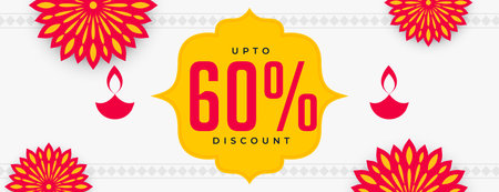 shubh deepavali sale and offer banner with decorative floral vectorのイラスト素材