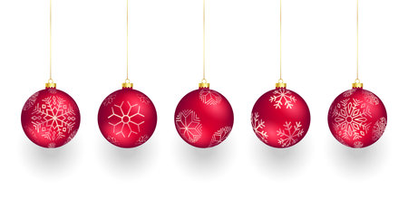 set of five realistic christmas bauble elements designのイラスト素材