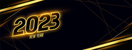 nice 2023 new year event banner with golden lines vector