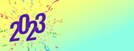 2023 new year celebration banner with confetti bursting vector