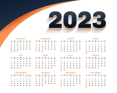 2023 printable calendar template for office desk vectorのイラスト素材