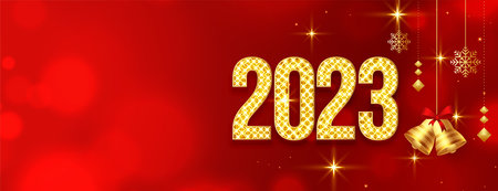 golden sparkle 2023 text for new year holiday banner vectorのイラスト素材