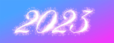 shiny glitter 2023 text for new year banner with text space vector