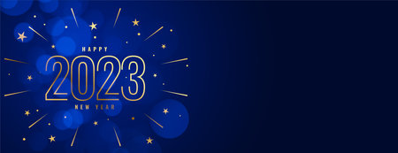 2023 new year celebration card with bokeh background vector