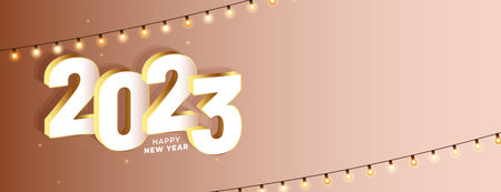 2023 new year greeting banner with light festoon vector