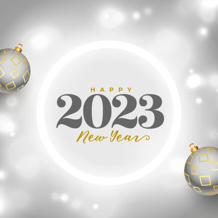 happy new year 2023 greeting banner in shiny bokeh style