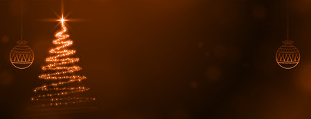 sparkling xmas tree for chrismtas celebration banner with text space vectorのイラスト素材