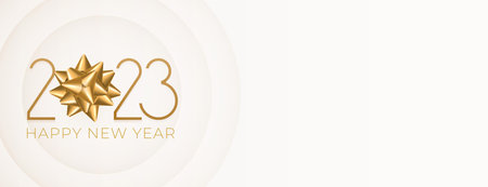golden 2023 lettering on new year greeting banner vector