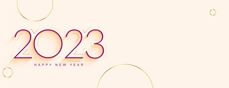 minimal happy new year 2023 greeting banner vectorのイラスト素材