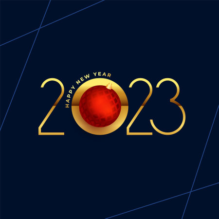 line style new year 2023 greeting banner with christmas bauble design