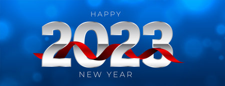 happy new year 2023 event banner in bokeh background vector