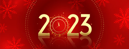 2023 new year occasion banner with clock vector design
