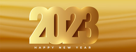 golden 2023 text on new year festival banner vector