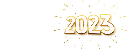 3d golden 2023 text for new year celebration banner vector