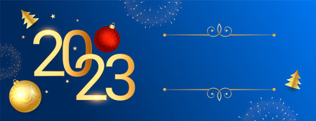 decorative new year eve 2023 banner with text space vector