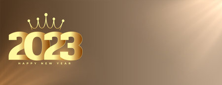 royal 2023 new year greeting banner with golden crown vector