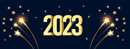 2023 new year celebration banner with bursting star vector