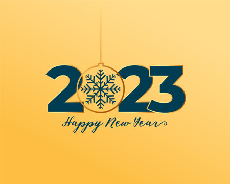 happy new year 2023 invitation poster with hanging snowflake design