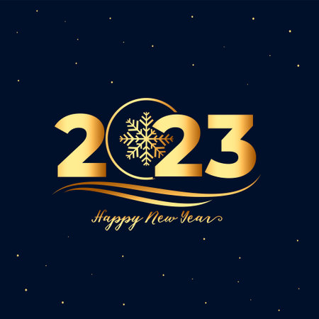 new year eve celebration banner with golden 2023 text and snowflake design