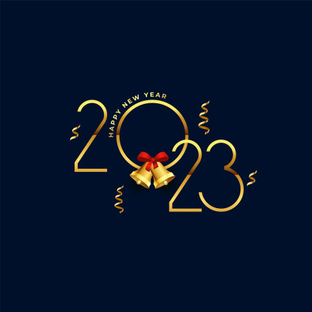 new year wishes card with 2023 lettering and christmas bell design