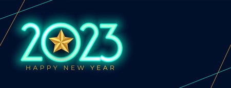 new year eve holiday banner with 2203 text in neon effect vectorのイラスト素材