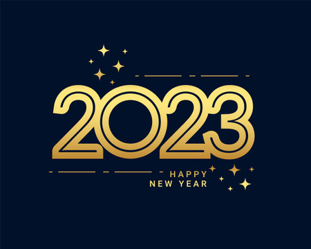 happy new year holiday background with golden 2023 text vector