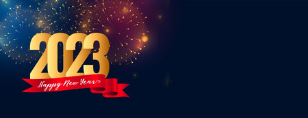 happy new year 2023 grand celebration banner with firework vector
