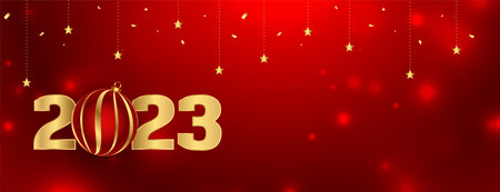 2023 new year eve shiny banner with christmas ball vector