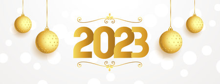 2023 new year invitation banner with bauble vector design