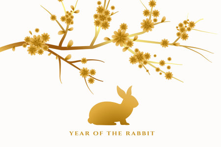 elegant chinese new year wishes card with sakura tree vectorのイラスト素材