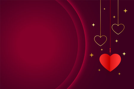 paper style hanging hearts for valentine's day with text space vectorのイラスト素材