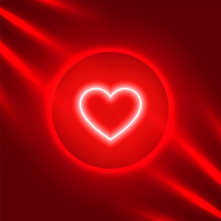 glowing neon heart valentines day greeting with light effect vectorのイラスト素材