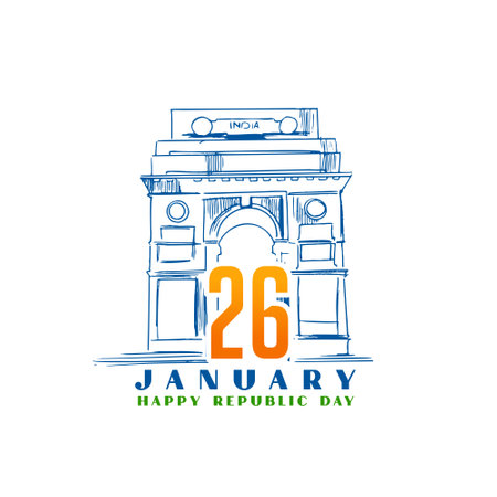 india gate monument sketch for 26th january republic day vectorのイラスト素材